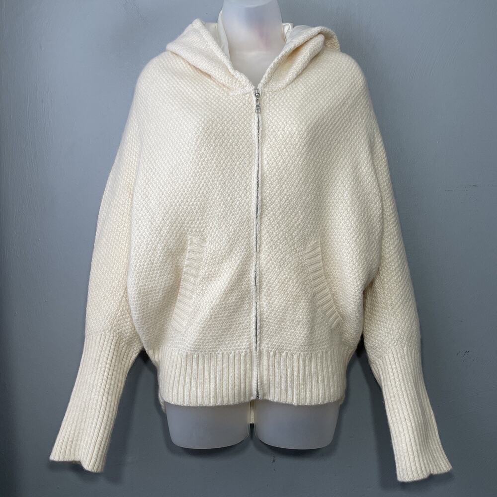 Sacred Threads Hoodie Sweater Size S M Cream Cocoon Coatigan Jacket Slouchy Cozy